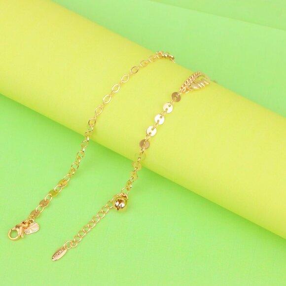 "Rose Gold Leaf Charm Anklet with Moon Pendant, XPAL1184 - Picture 7 of 12